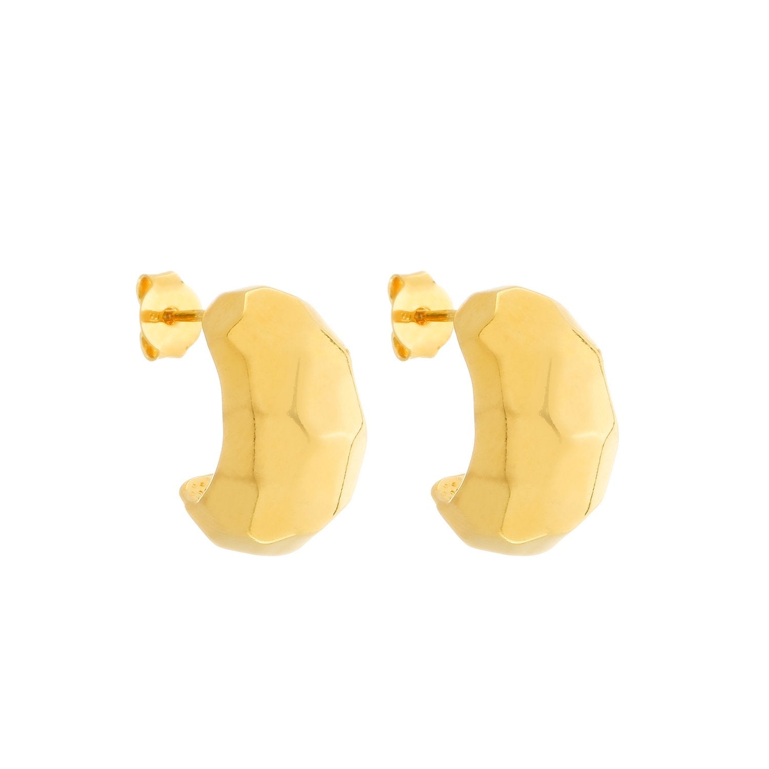 Brinco Dourado de Meia Argola Orgânico Quadrado – Mabilan