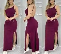 Vestido Feminino Longo Malha Canelada - Mabilan