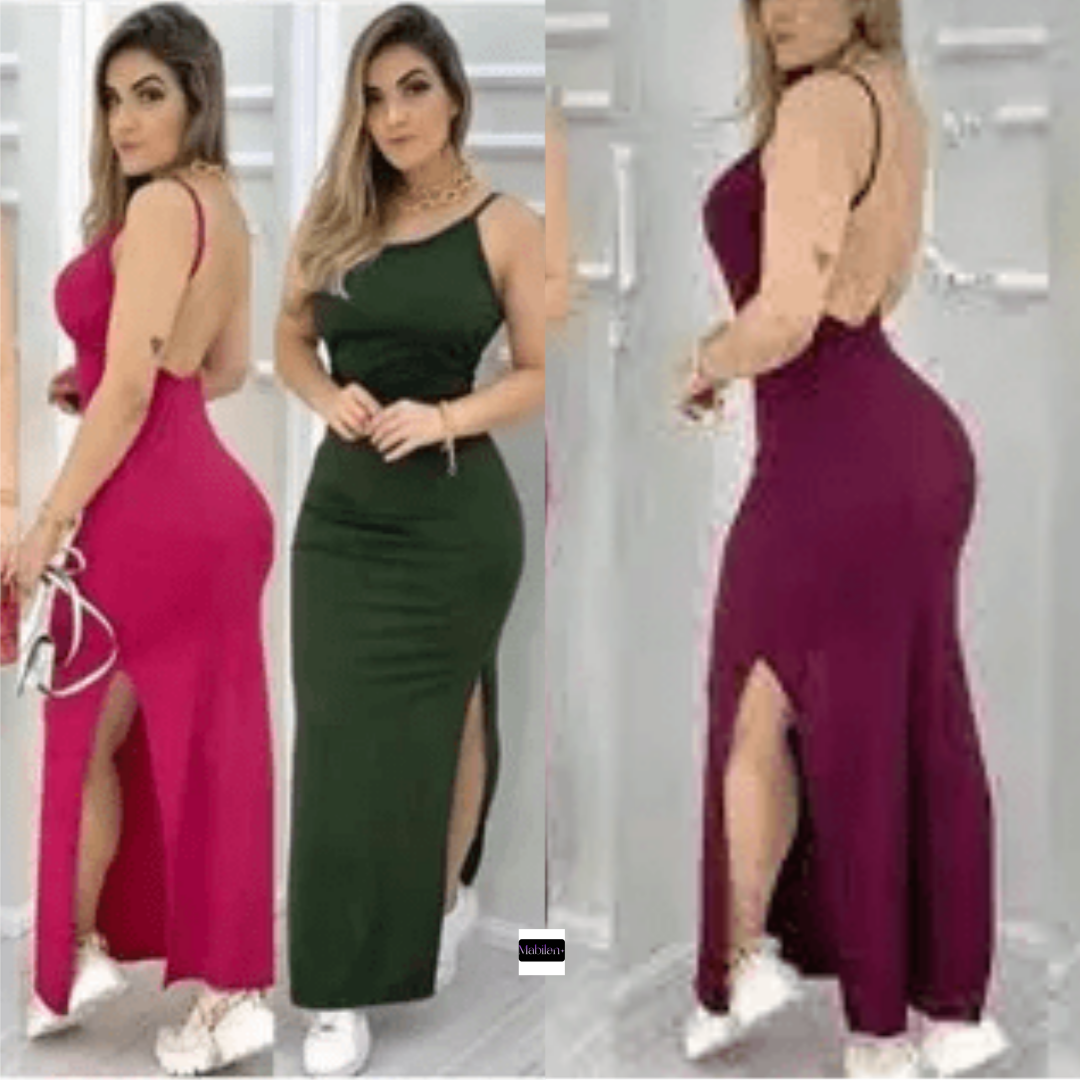Vestido Feminino Longo Malha Canelada - Mabilan