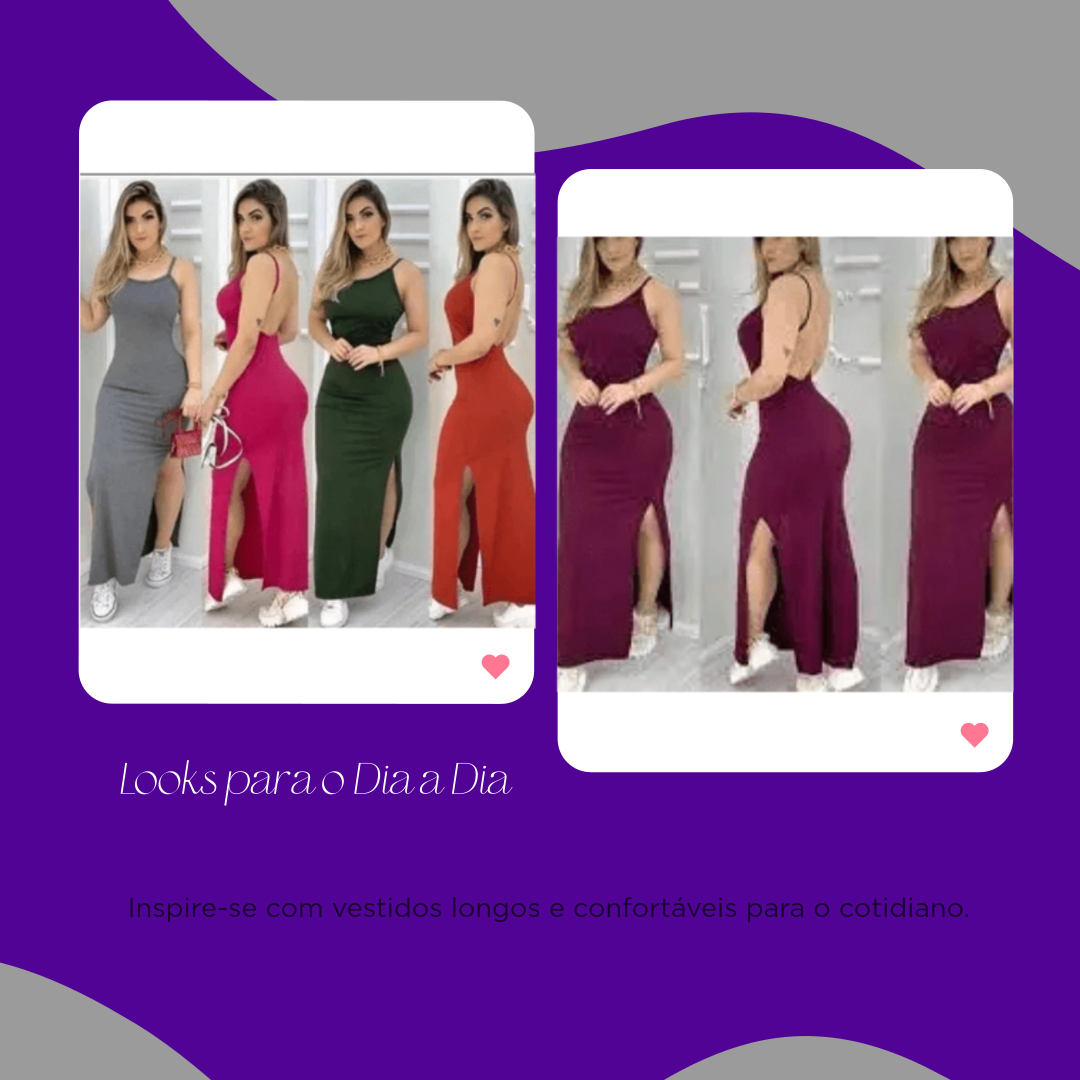 Vestido Feminino Longo Malha Canelada - Mabilan