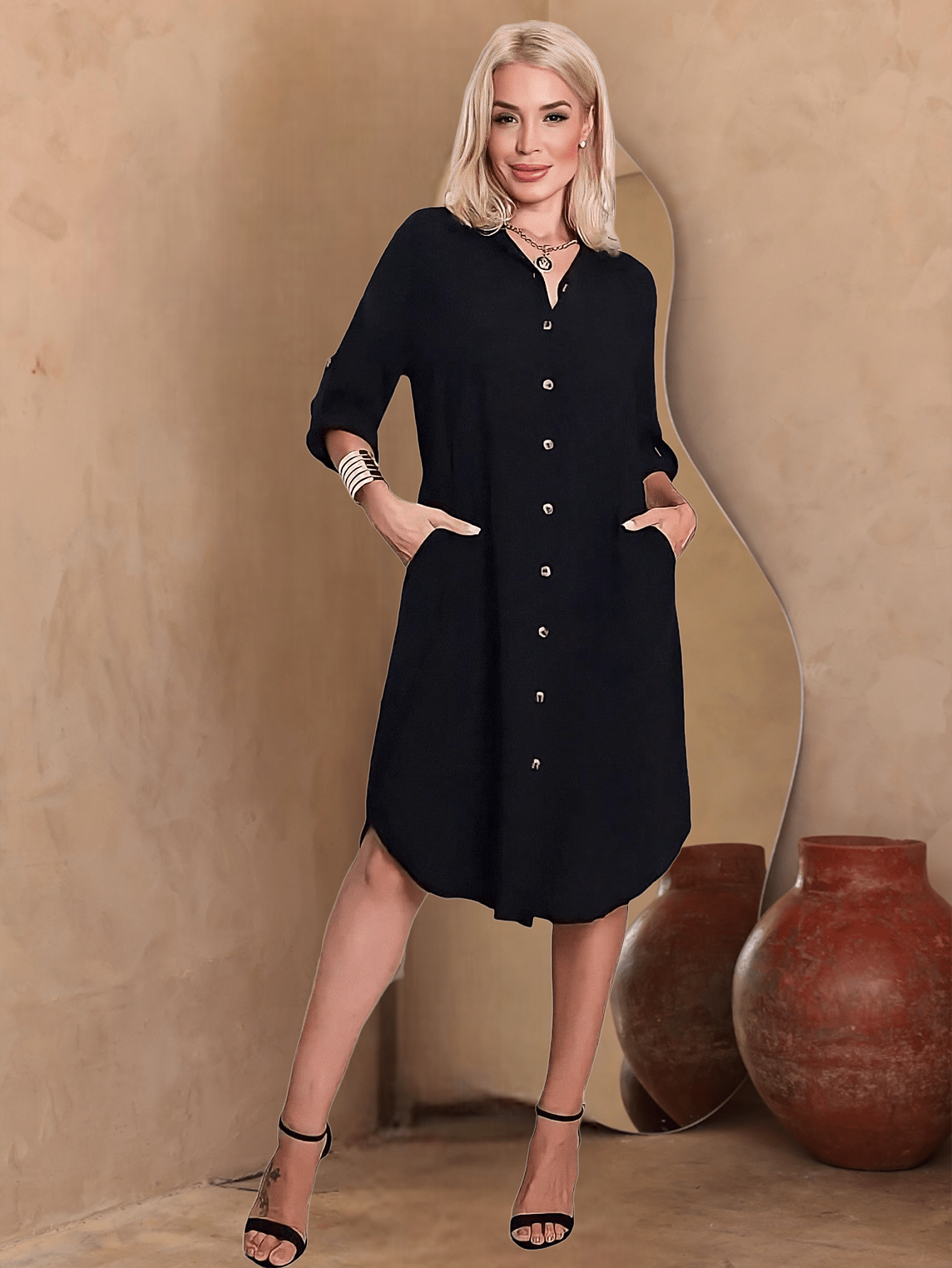 Vestido Feminino Mabi Botões Harmonia - Mabilan