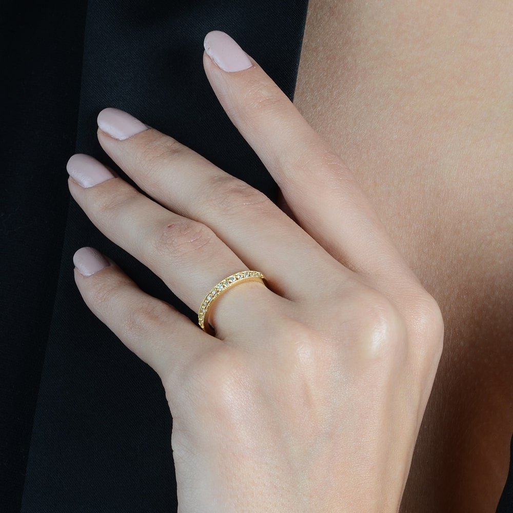 Anel Aparador Aliança Zircônia Mabilan + 2 Brincos 24K Grátis