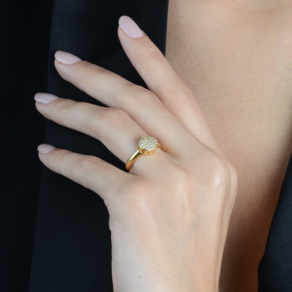 Anel Chuveirinho Zircônia Mabilan + 2 Brincos 24K Grátis