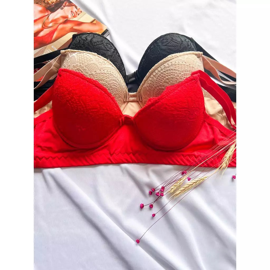 Kit 4 Sutiãs Reforçados Básico De Renda Com Bojo - Mabilan