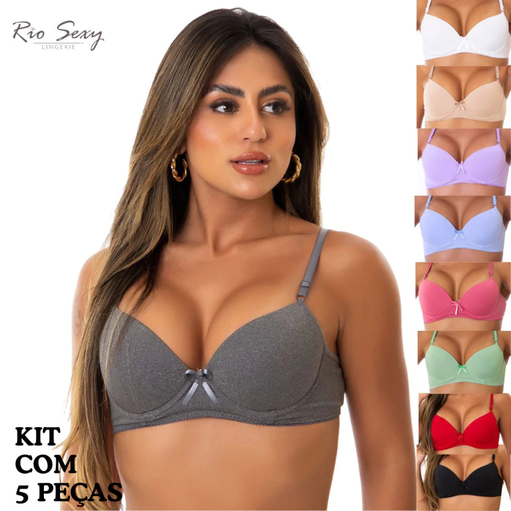 Kit com 5 Sutiãs de Bojo - Mabilan