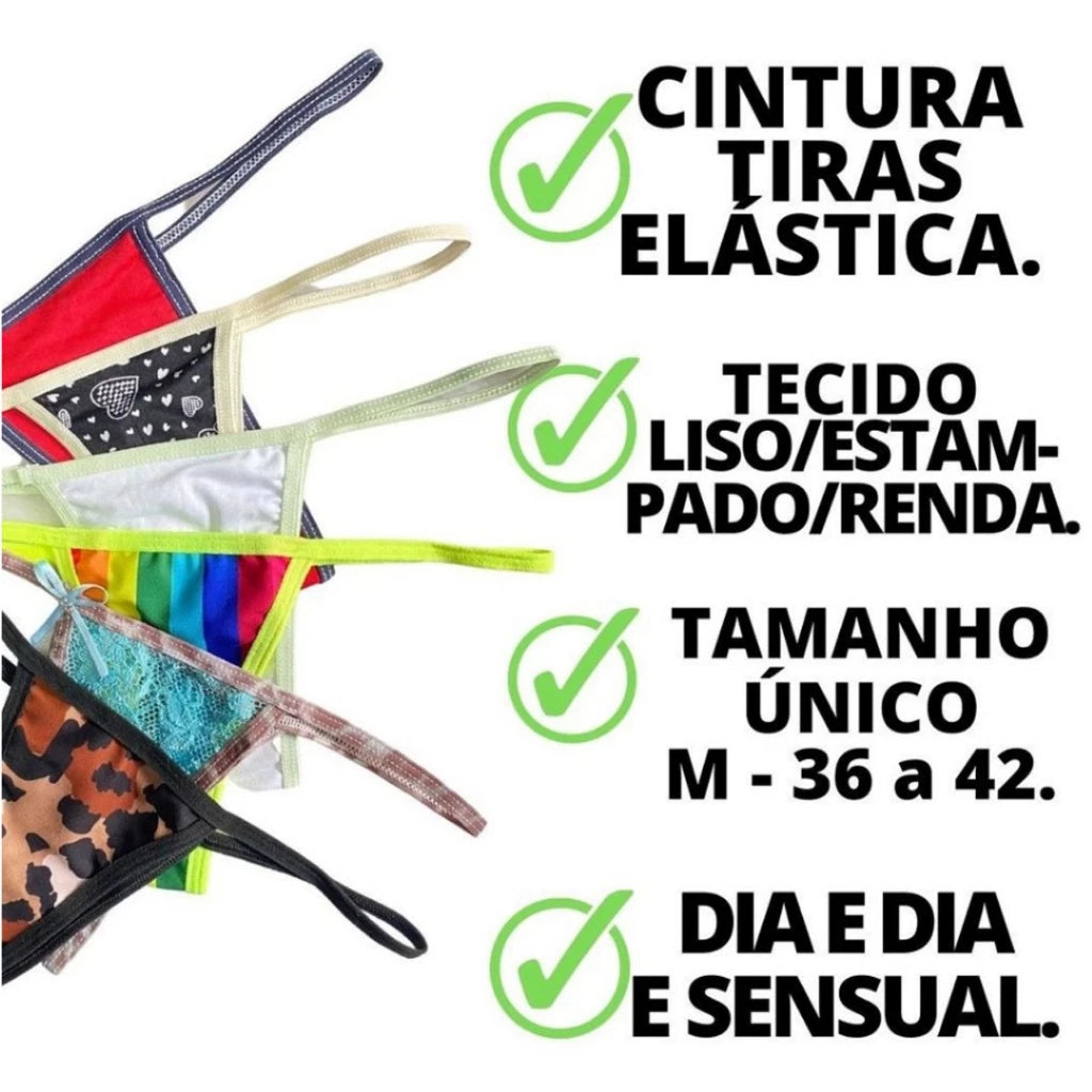 Kit compre 5 e leve 10 Calcinhas Fio Dental - Mabilan