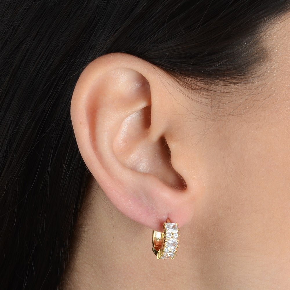 Brinco Argolinha 7 Zircônias 24K Mabilan + Promo: 3 por 2 (Qualquer Modelo)