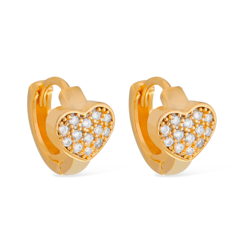 Brinco Argolinha Coração Cravejado 24K Mabilan + Promoção: 3 por 2