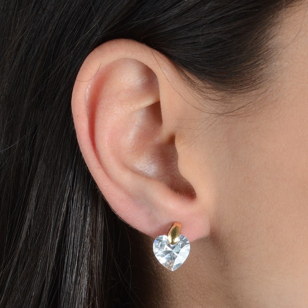 Brinco Coração Zircônia Dourado 24K + Promoção: 3 por 2