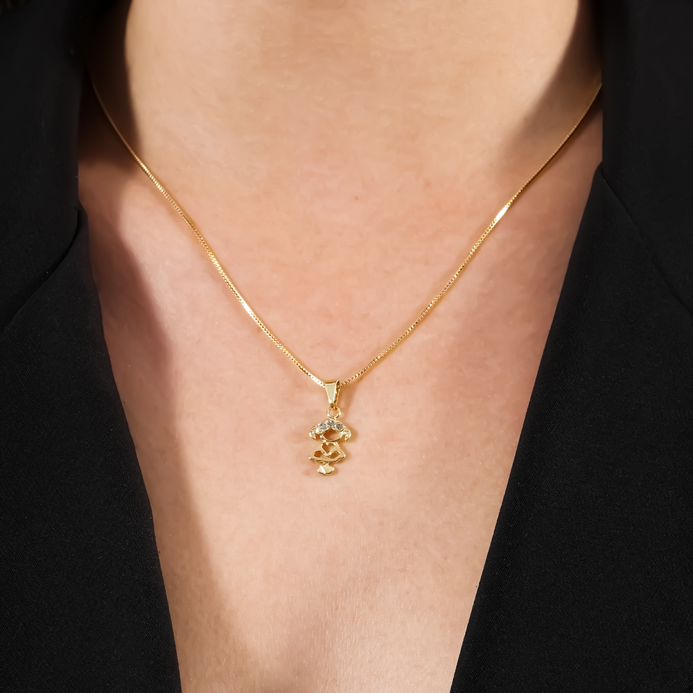 Colar Dourado Filha com Zircônia Ouro 24K - Mabilan