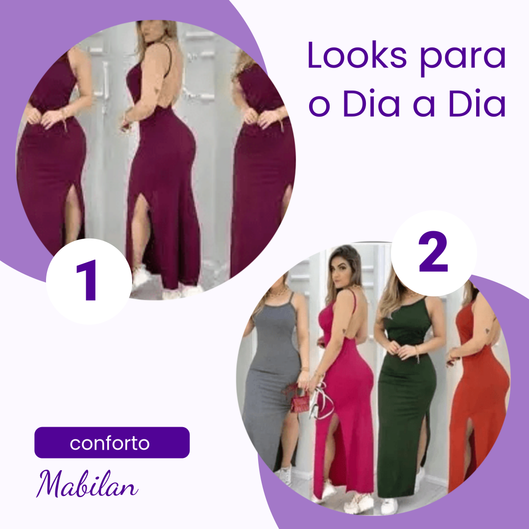 Vestido Feminino Longo Malha Canelada - Mabilan