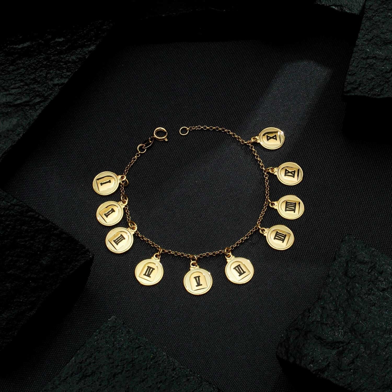 Pulseira Dourada 10 Dez Mandamentos Ouro 24K- Mabilan