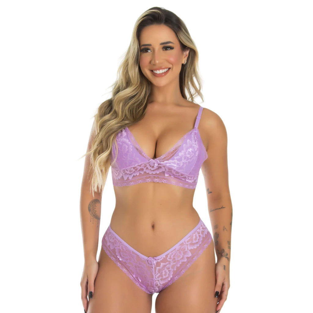 Kit 3 Conjuntos De Lingerie Calcinha e Sutiã Renda - Mabilan