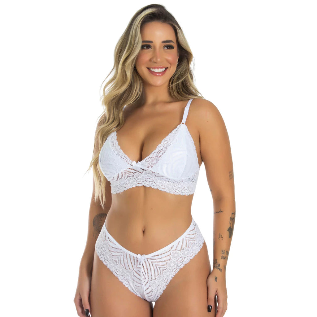 Kit 3 Conjuntos De Lingerie Calcinha e Sutiã Renda - Mabilan