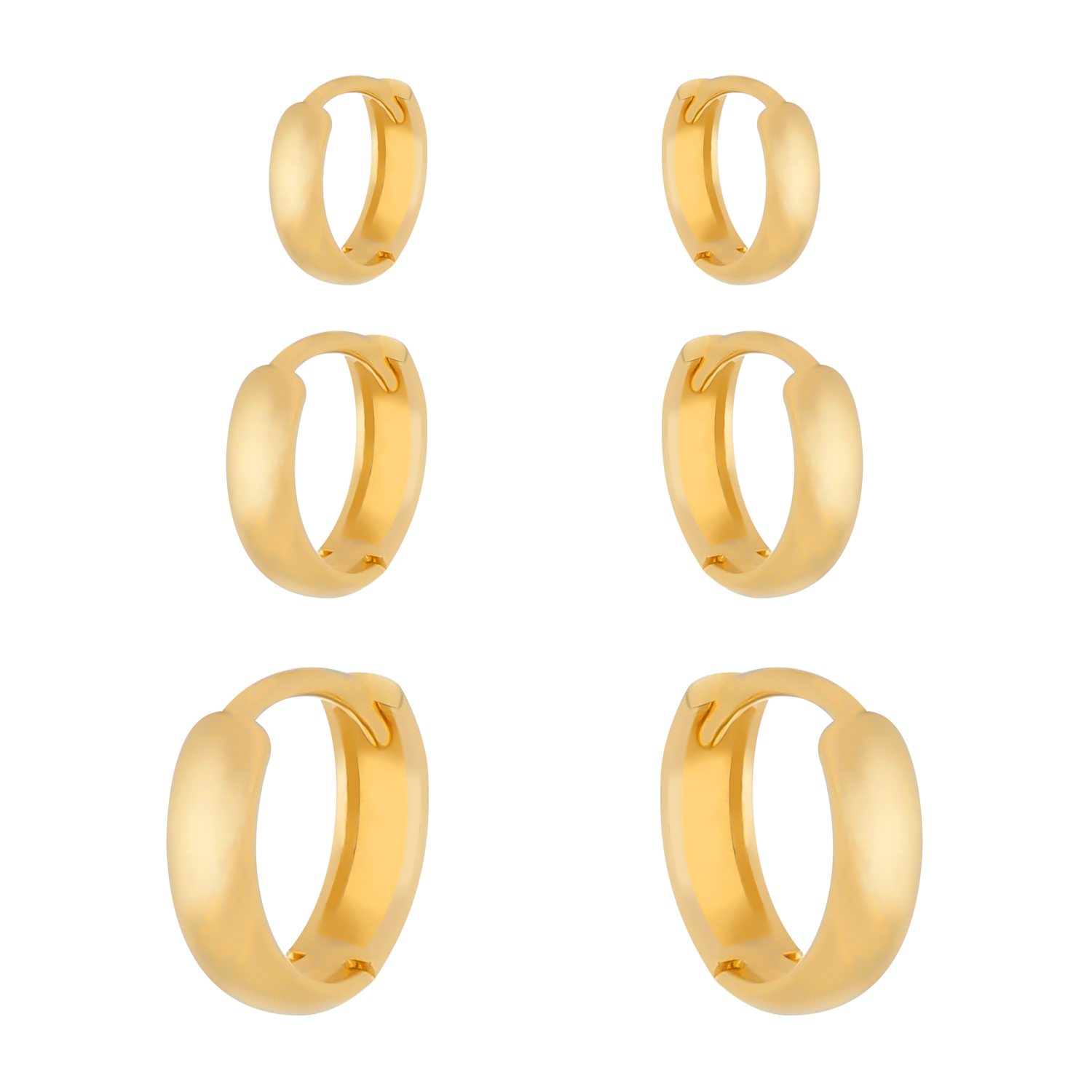 Trio Dourado de Argolinhas ouro 24K - Mabilan