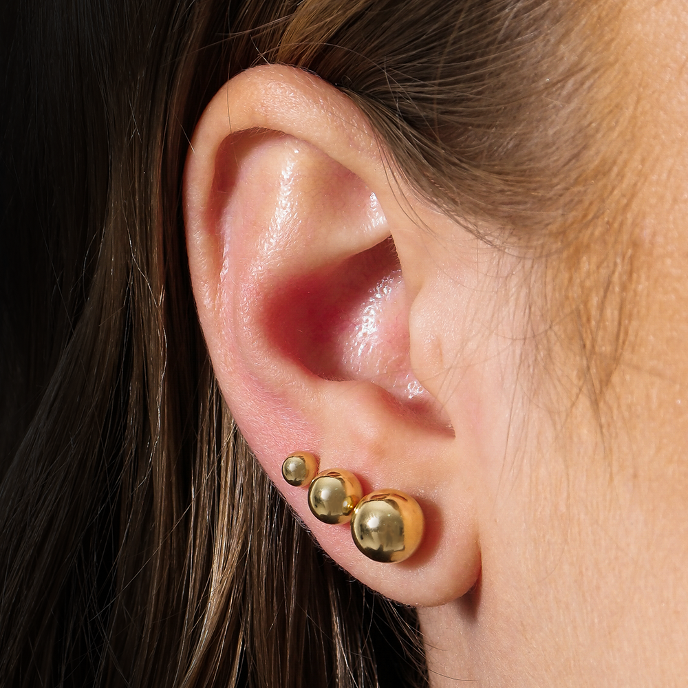 Trio Dourado de Bolinhas Ouro 24K - Mabilan