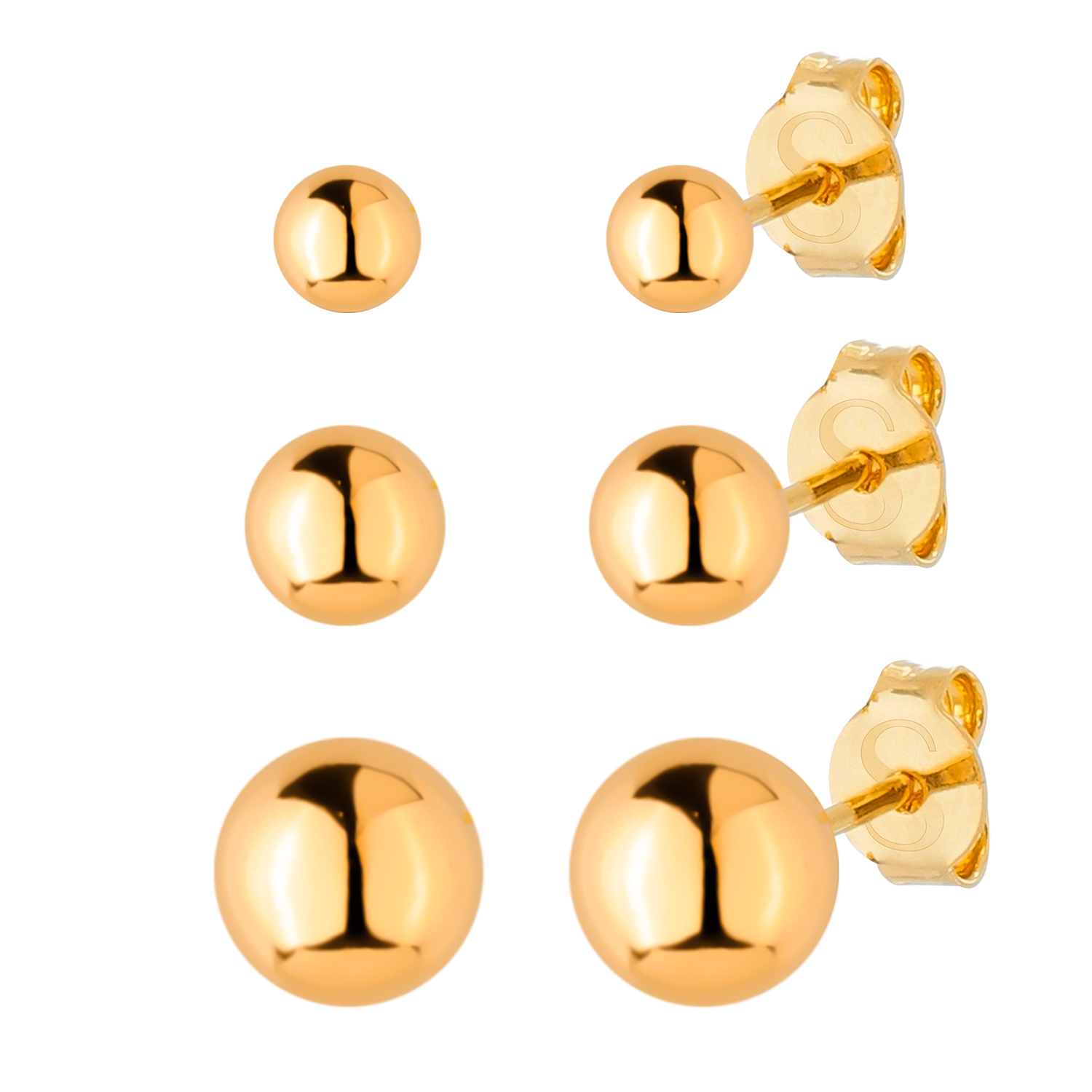 Trio Dourado de Bolinhas Ouro 24K - Mabilan