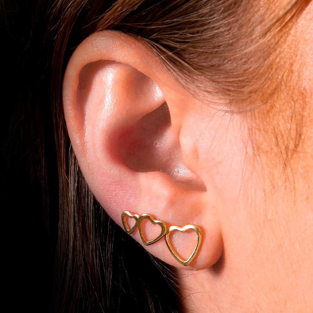 Trio Dourado de Coração Ouro 24K -Mabilan