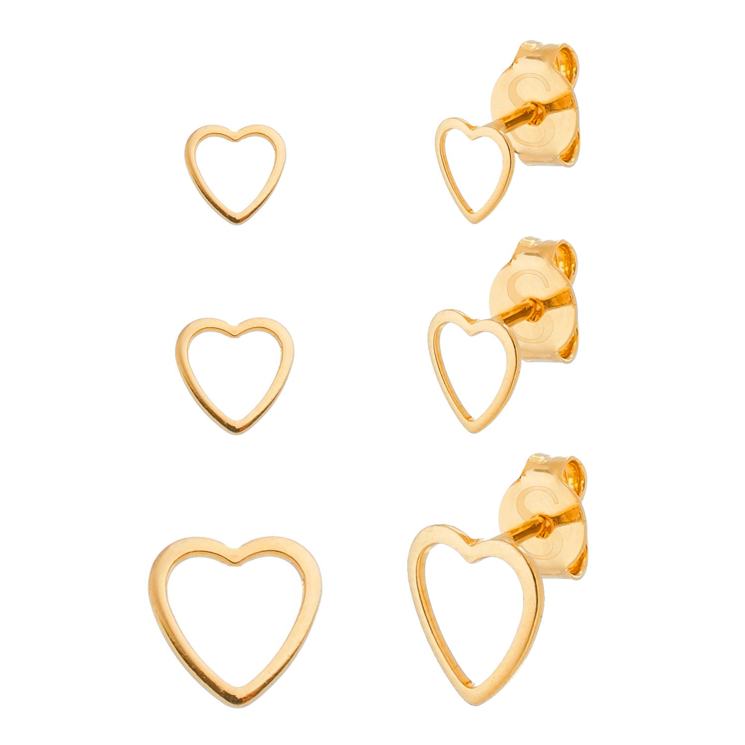 Trio Dourado de Coração Ouro 24K -Mabilan