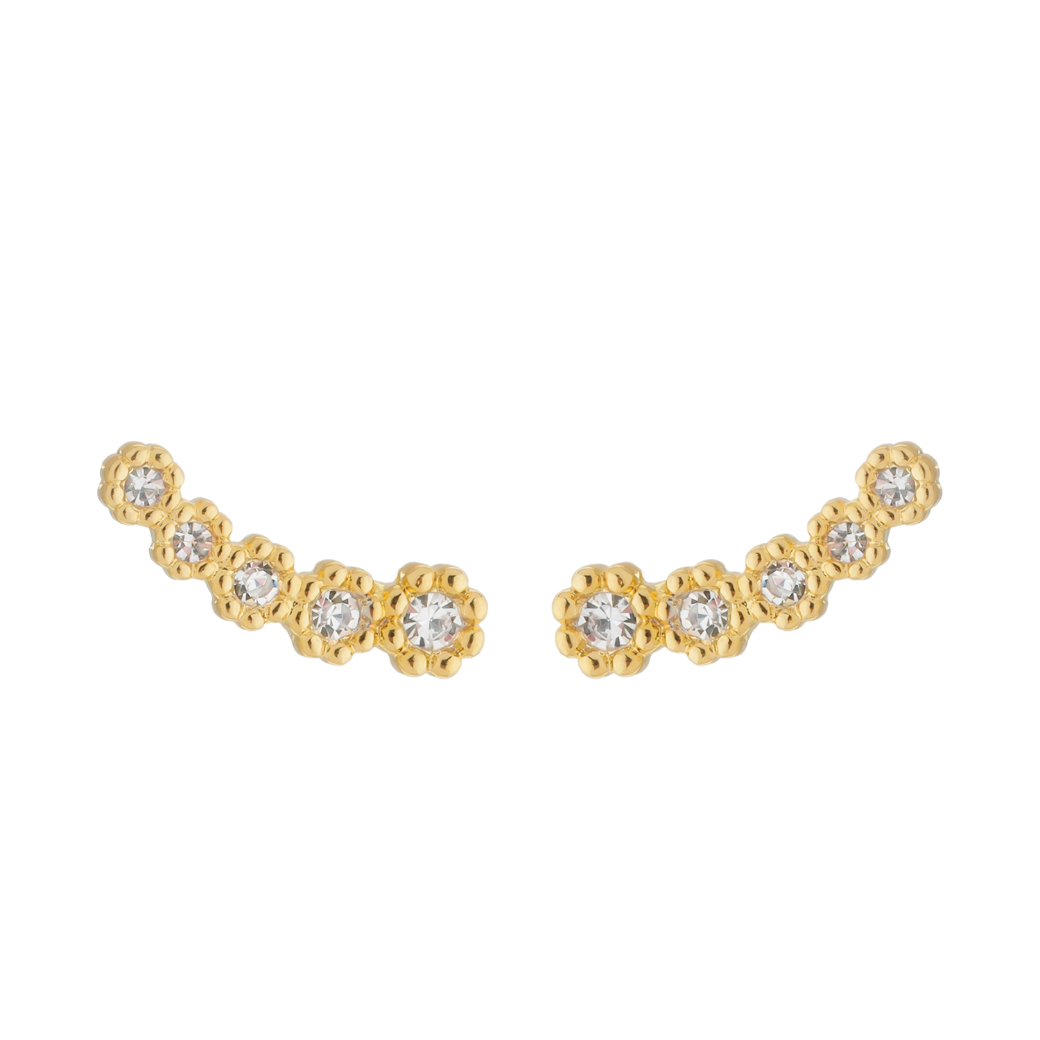 Brinco Ear Cuff 5 Zircônias 24K Mabilan + Promoção: 3 por 2