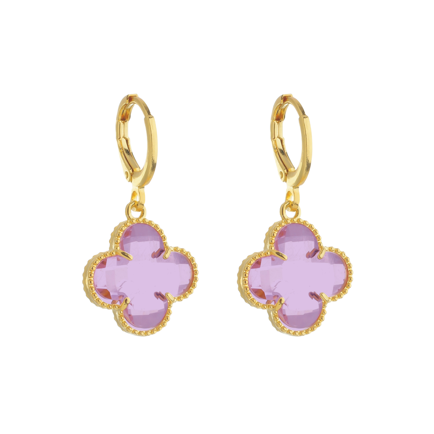 Brinco Trevo Zircônia Rosa 24K Mabilan + Promoção: 3 por 2