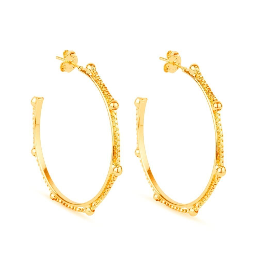 Brinco Argola Corrente Esferas Pérolas 24K Mabilan + Promoção: 3 por 2