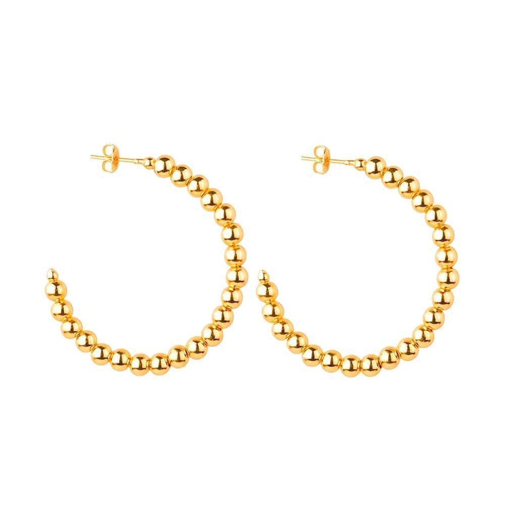 Brinco Argola Cravejado Bolas 24K Mabilan + Promoção: 3 por 2