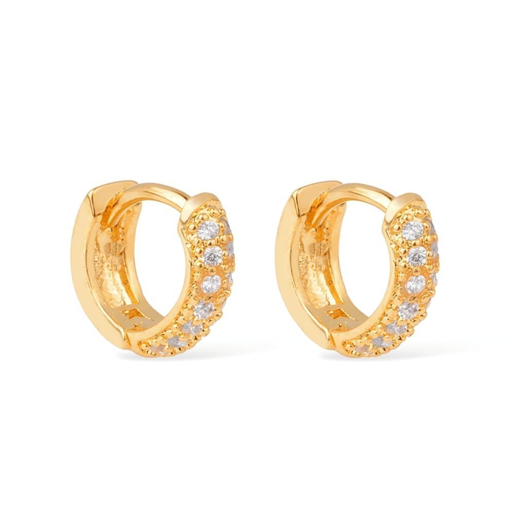 Brinco Argolinha 14 Zircônias 24K Mabilan + Promoção: 3 por 2