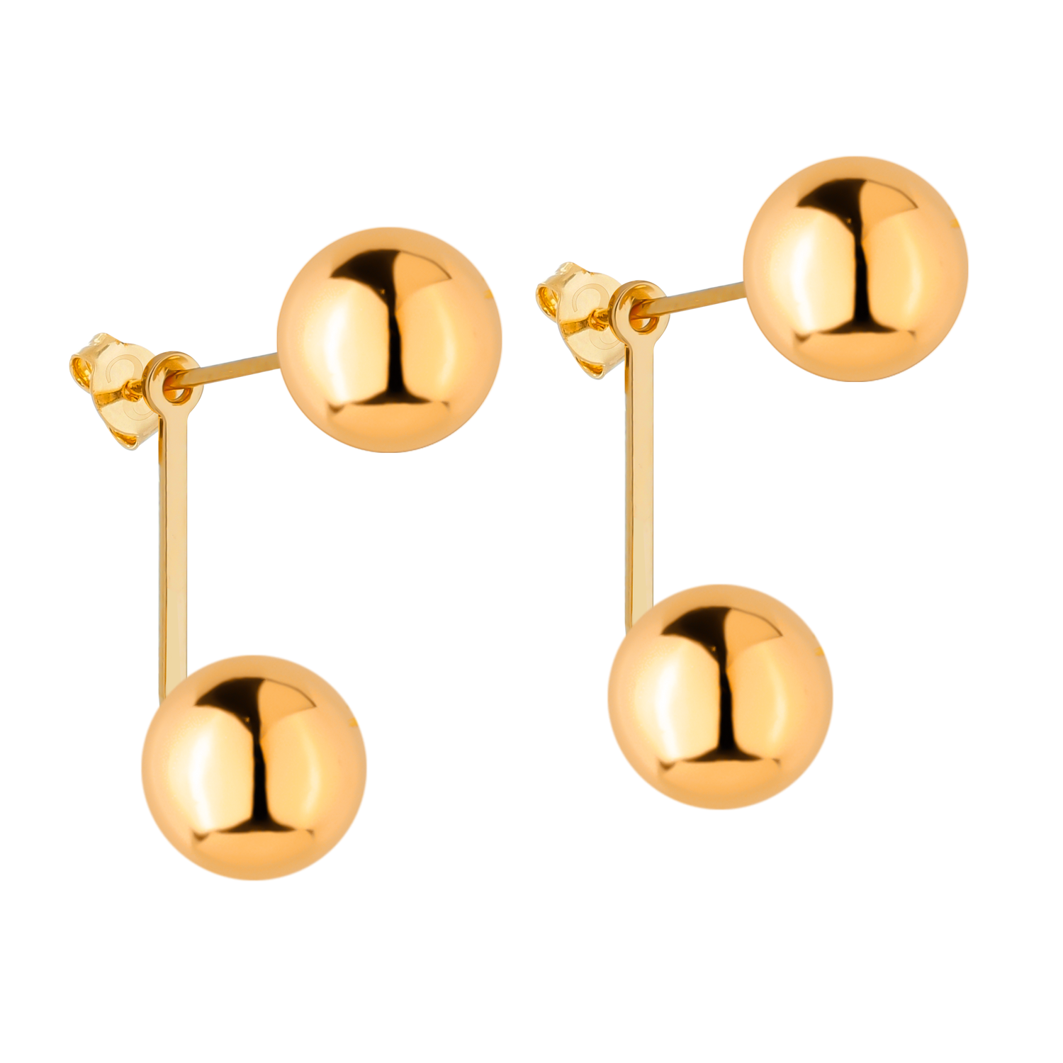 Brinco Dourado de Bola Duplo Ouro 24K - Mabilan