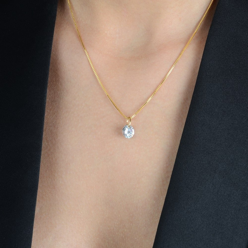 Colar Dourado Ponto de Luz em Zircônia Ouro 24K - Mabilan
